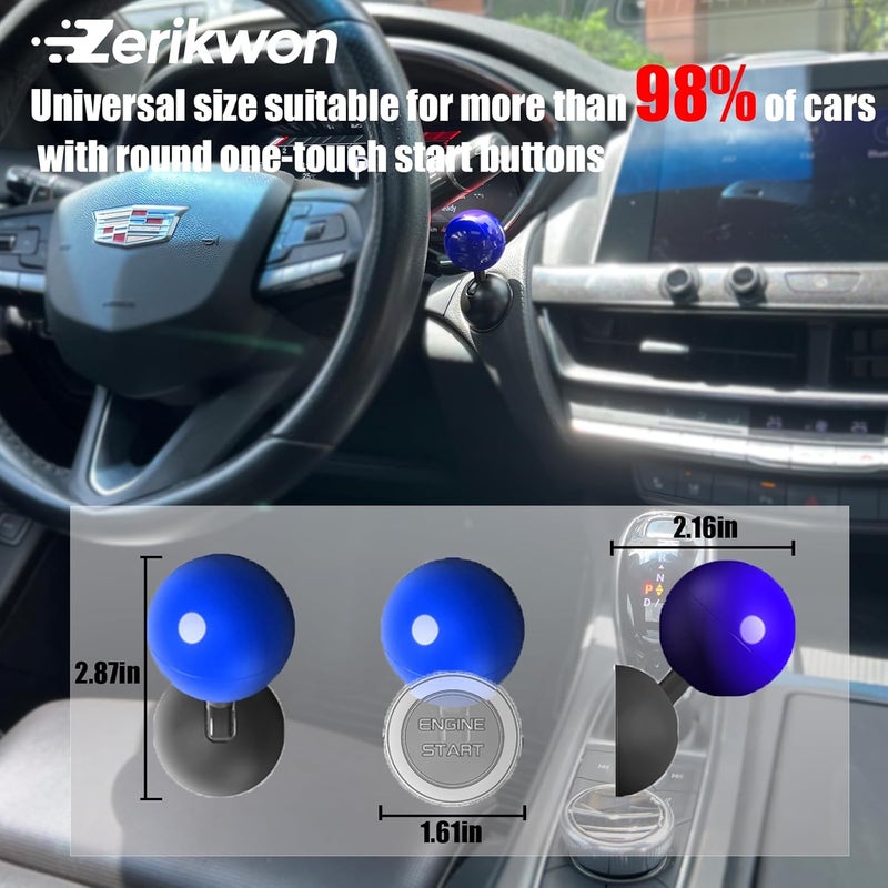 Zerikwon 3M Push Start Joystick, Metal Accessory Cover with Engine Stop Button, Cool Car Interior Decor in Blue - Image 5
